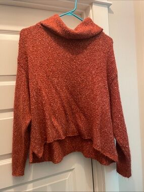 Kori Rust Orange Cowl-Neck Women's Sweater